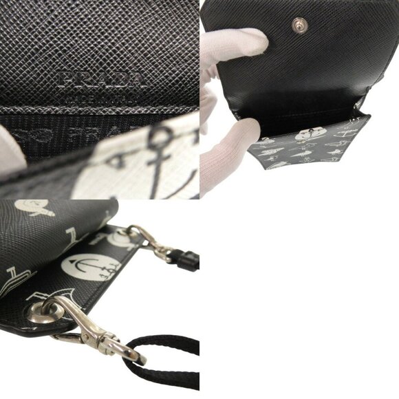 PRADA Smartphone Shoulder Bag Marine Pattern Seagull Design Black - Picture 8 of 8